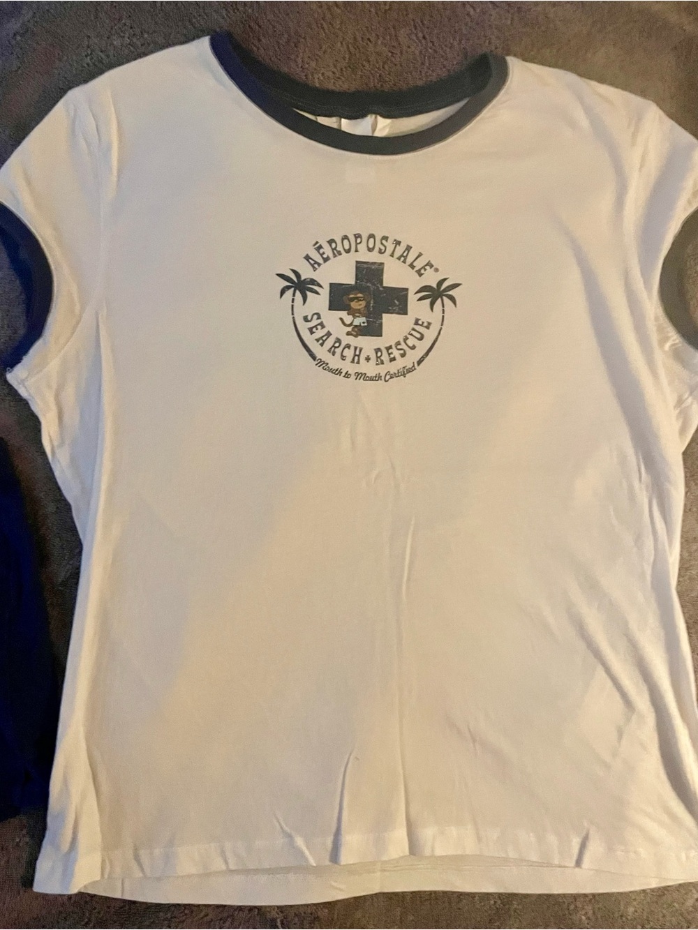 Aeropostale White Tee with Navy Trim & Search Rescue Graphic with matching short